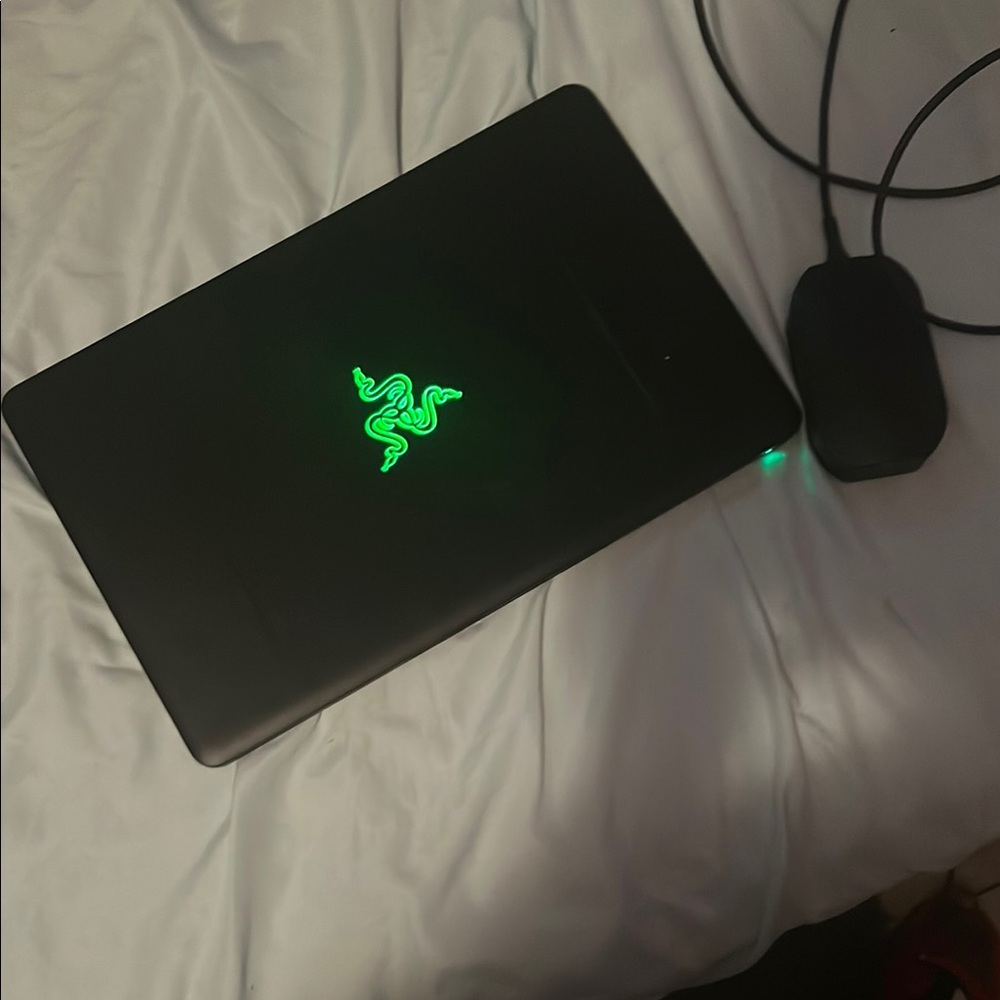 Razer Black Laptop with Neon Green Emblem